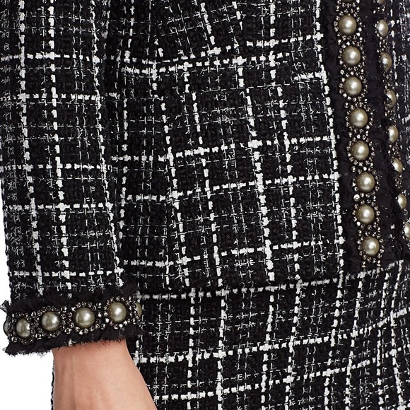 NWT Alice + Olivia Carmen Embellished Tweed Wool Blend Blazer size 6 - Picture 4 of 15